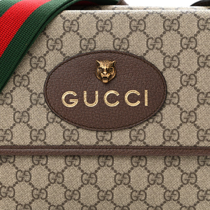 Gucci GG Supreme Monogram Web Neo Vintage Double Flap Messenger Bag Beige New Acero 10 of 12