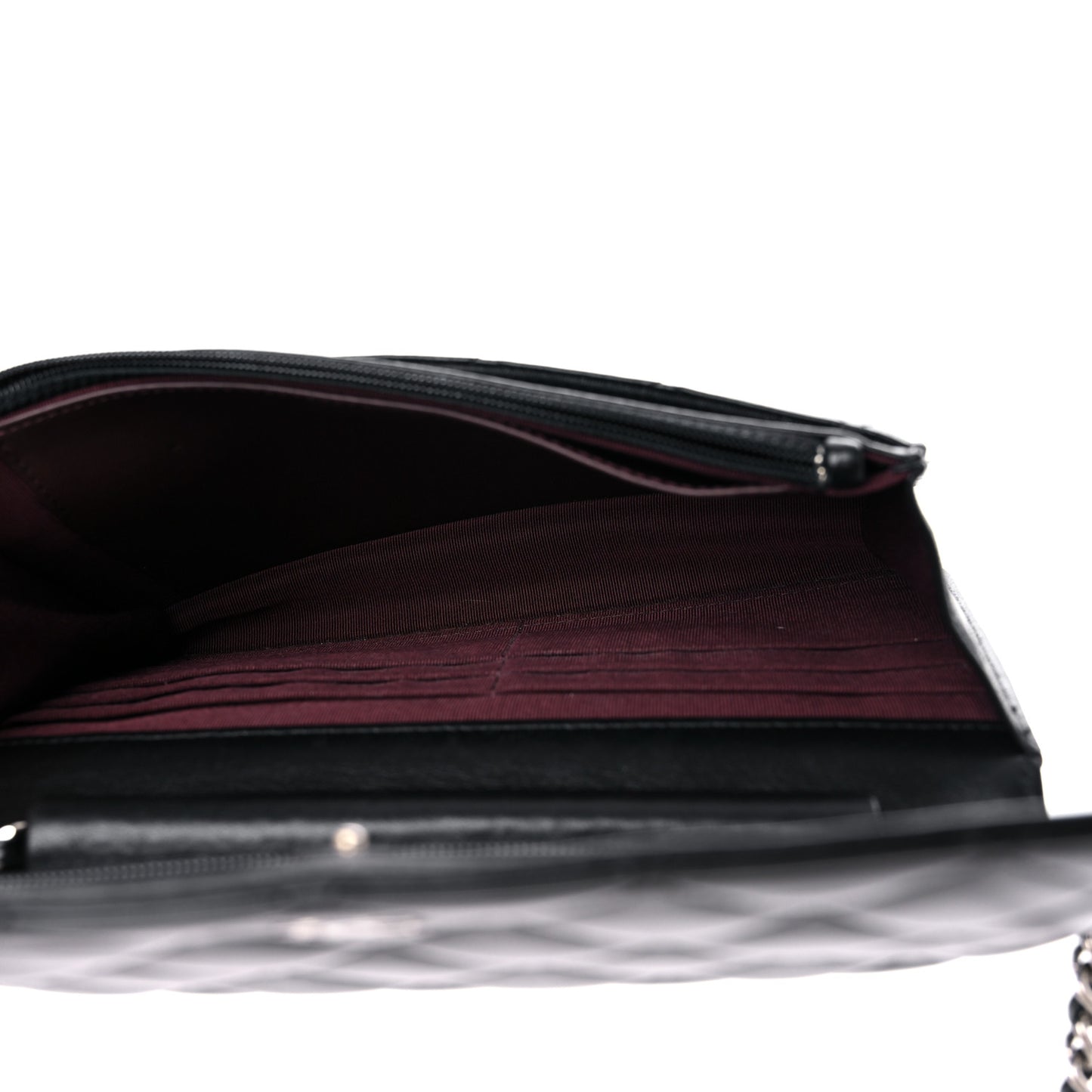 Lambskin Quilted Wallet On Chain WOC Black