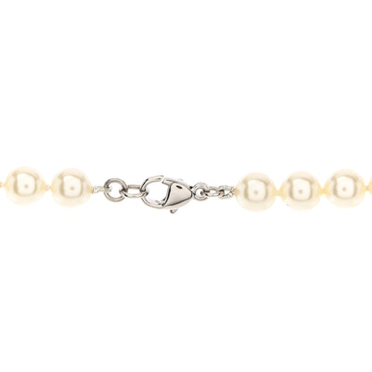 Chanel Crystal Pearl CC Long Necklace Silver 5 of 6