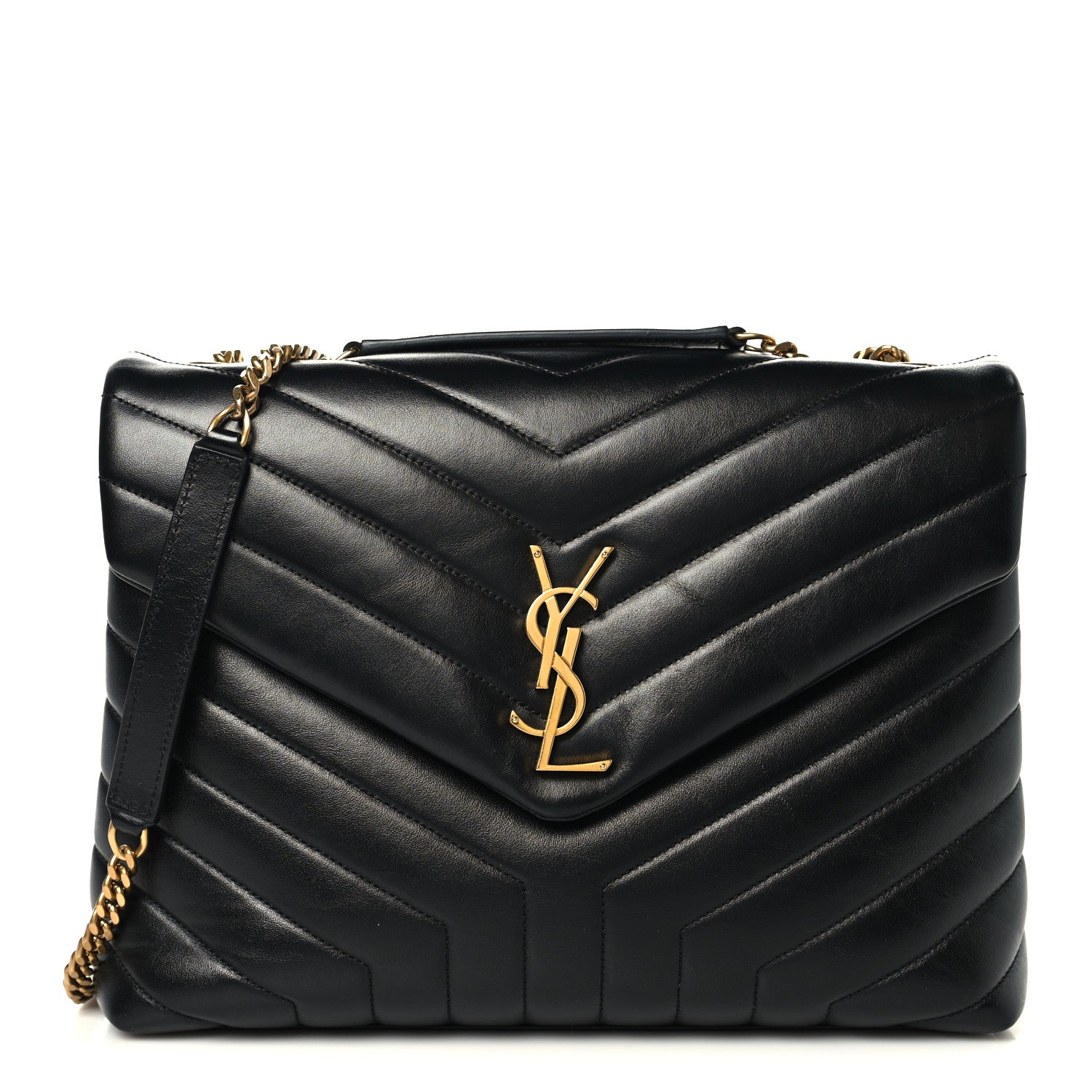 Saint Laurent Calfskin Y Quilted Monogram Medium Loulou Chain Satchel Black 1 of 11