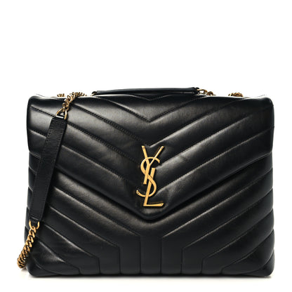 Saint Laurent Calfskin Y Quilted Monogram Medium Loulou Chain Satchel Black 1 of 11
