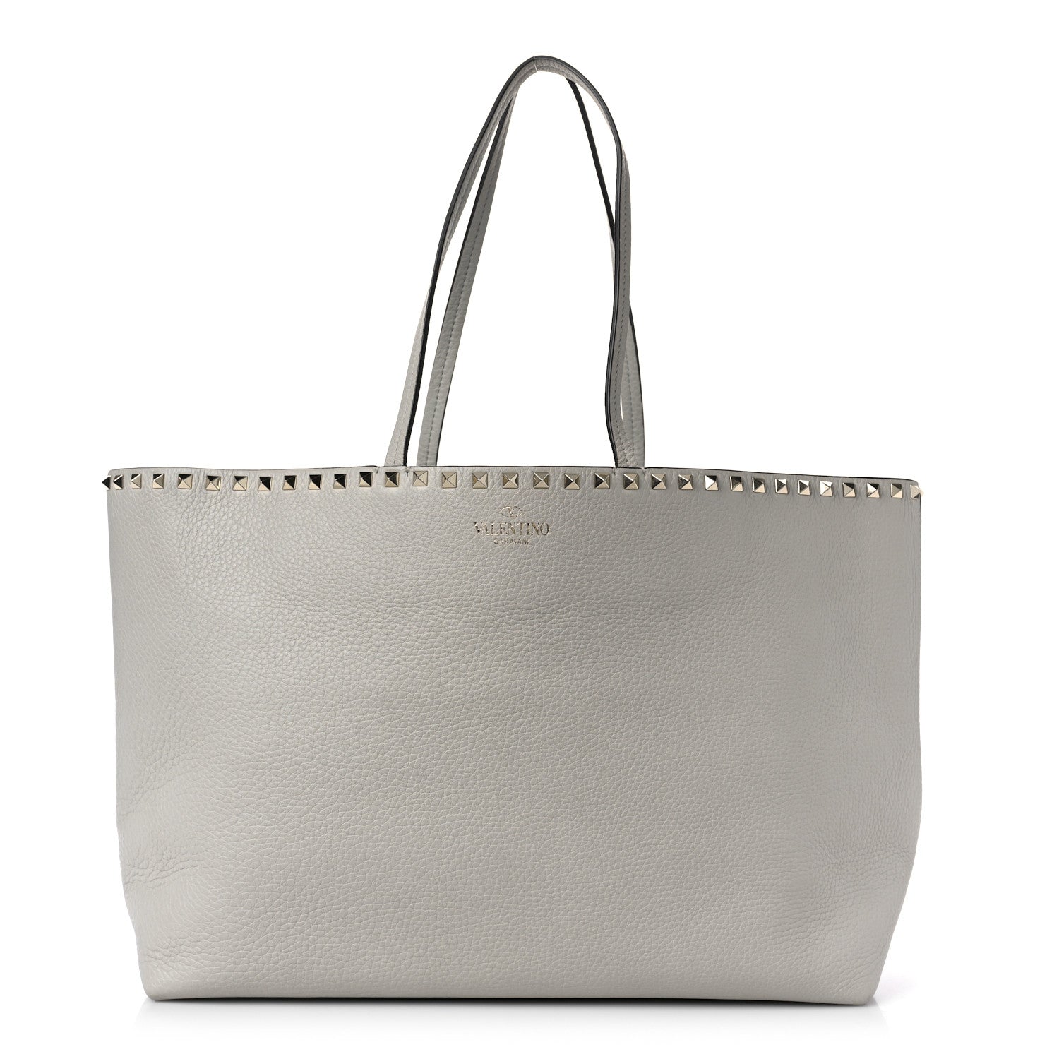 Valentino Garavani Grained Calfskin Rockstud Shoulder Tote Opal Grey 1 of 8