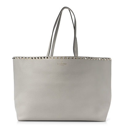 Valentino Garavani Grained Calfskin Rockstud Shoulder Tote Opal Grey 1 of 8