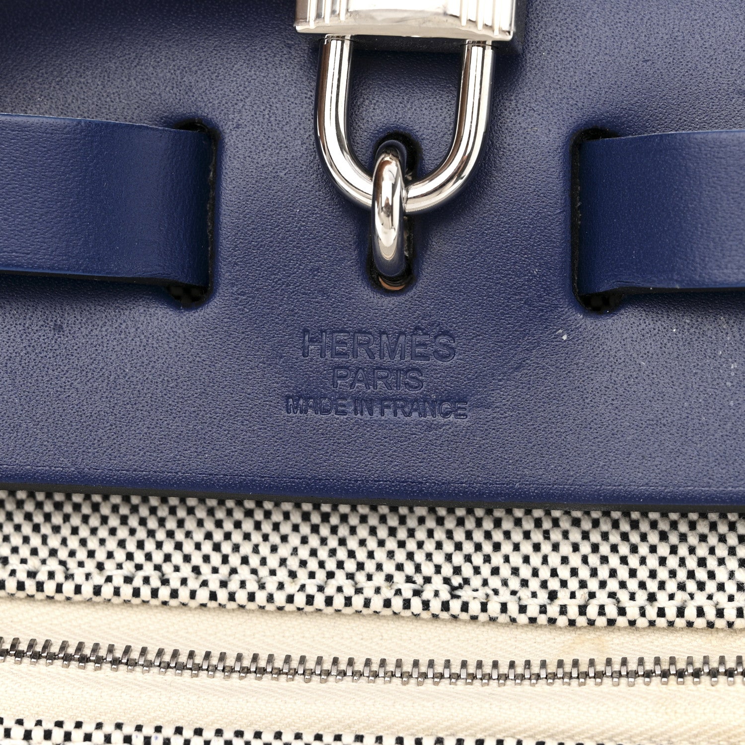Hermes Vache Hunter Toile H Brides de Gala Herbag Zip Retourne 31 PM Bleu De France Ecru Black 8 of 12