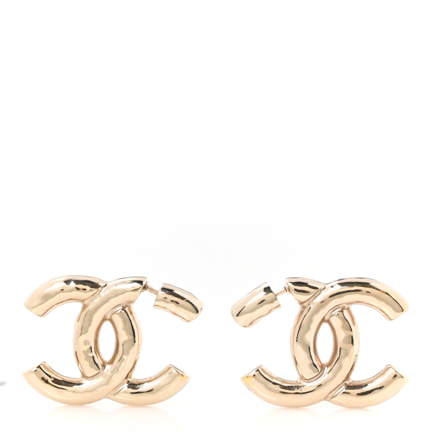Metal Large CC Earrings Light Gold