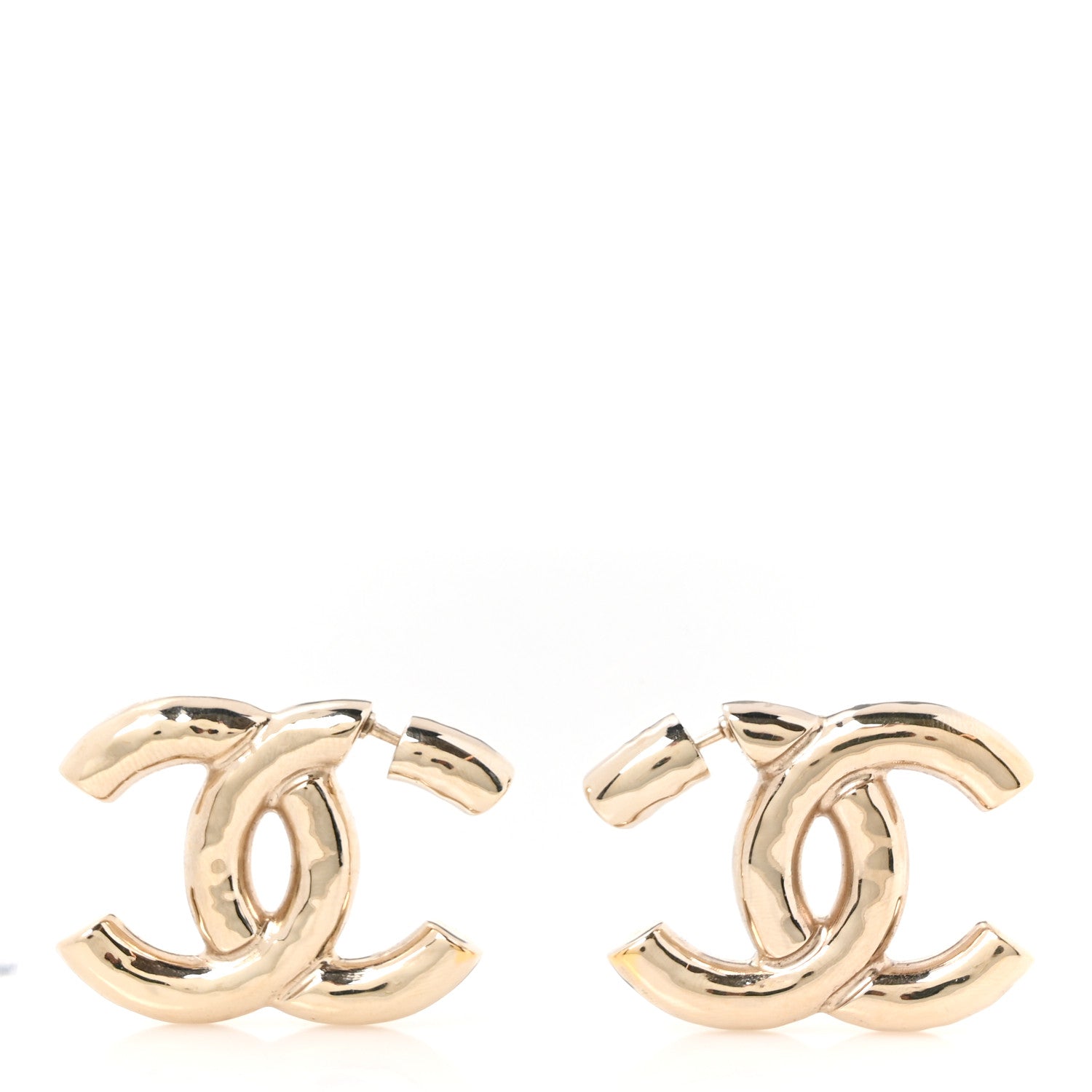 Chanel Metal Large CC Earrings Light Gold 1 of 5