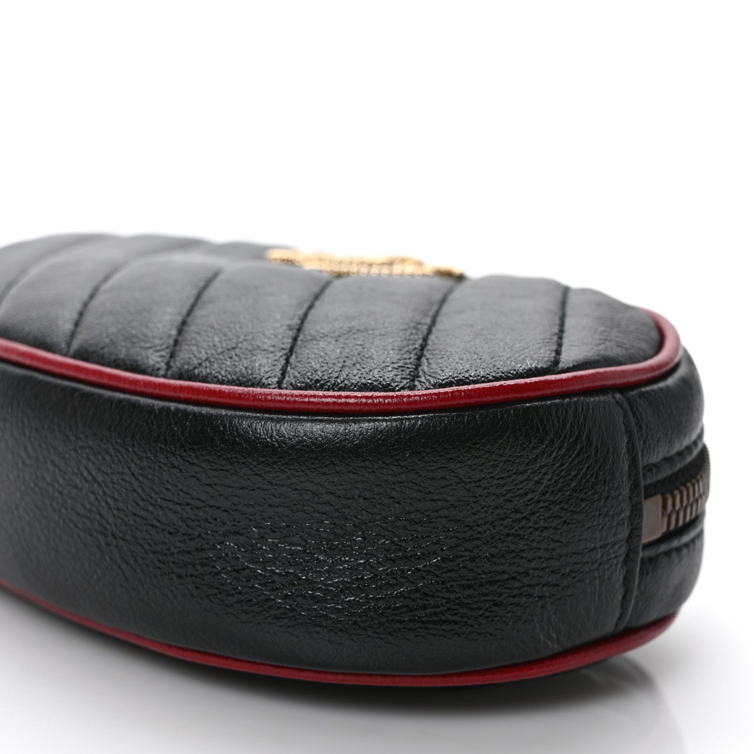 Gucci Azalea Calfskin Matelasse Diagonal Torchon GG Marmont Belt Bag 85 34 Black Romantic Cerise 9 of 9