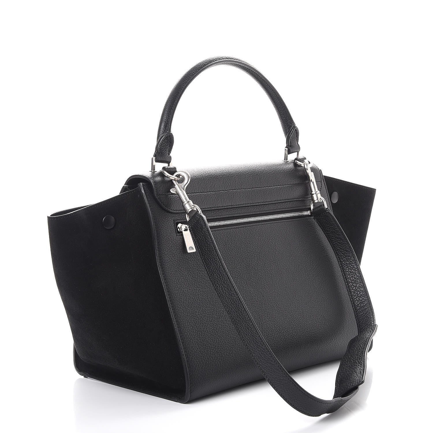 Celine Drummed Calfskin Suede Medium Trapeze Black 3 of 7