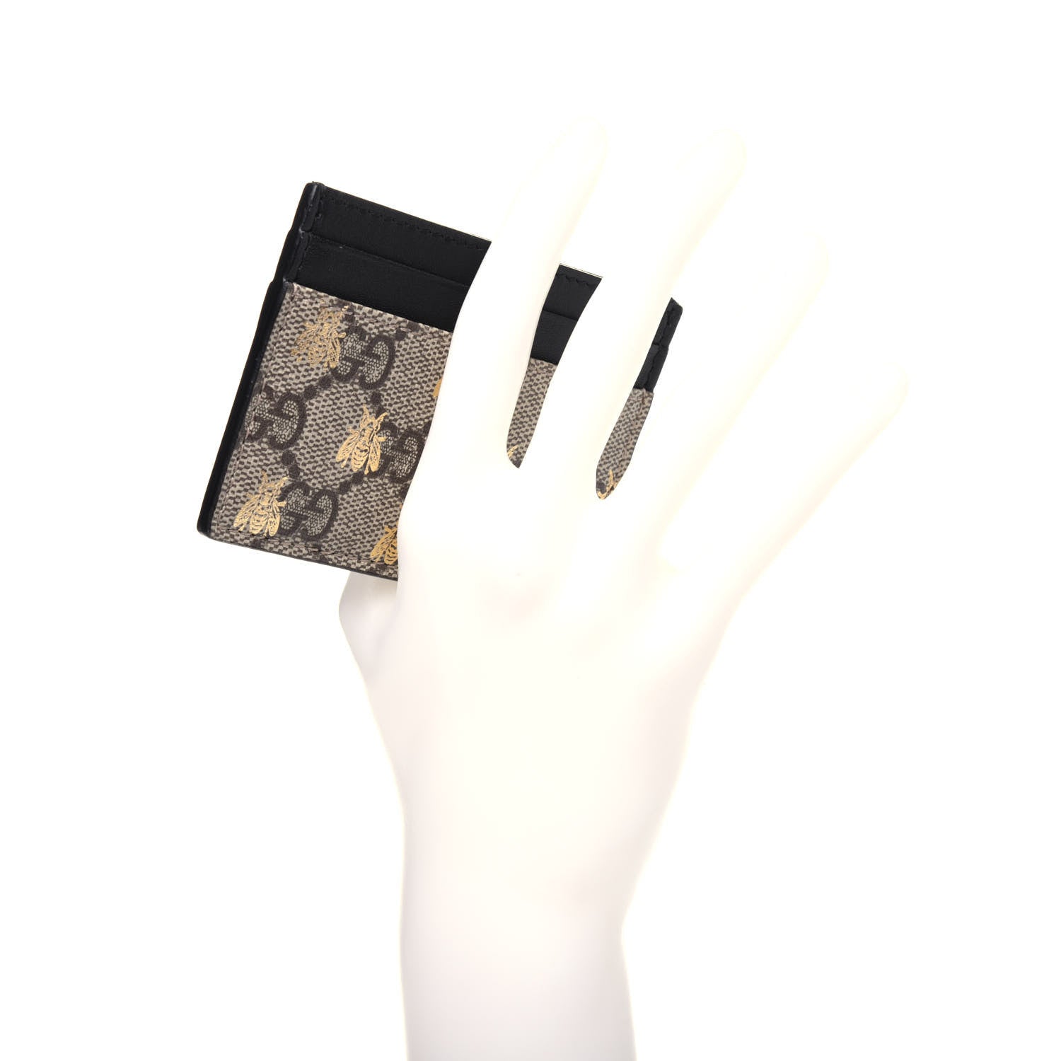 Gucci GG Supreme Monogram Bees Card Holder Black 2 of 7