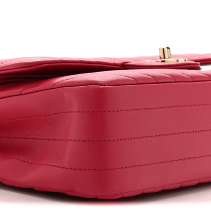 Chanel Lambskin Chevron Quilted Medium Double Flap Pink 9 of 10
