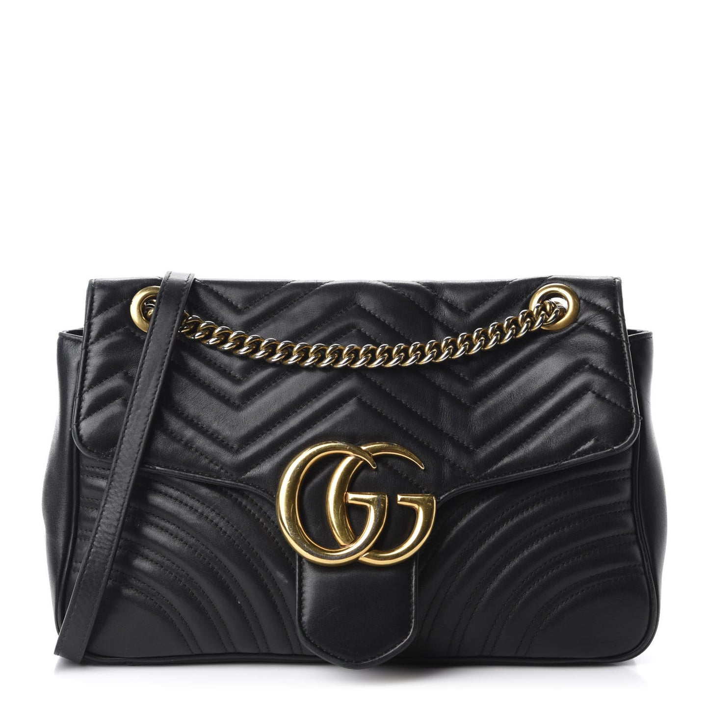 Calfskin Matelasse Medium GG Marmont Shoulder Bag Black