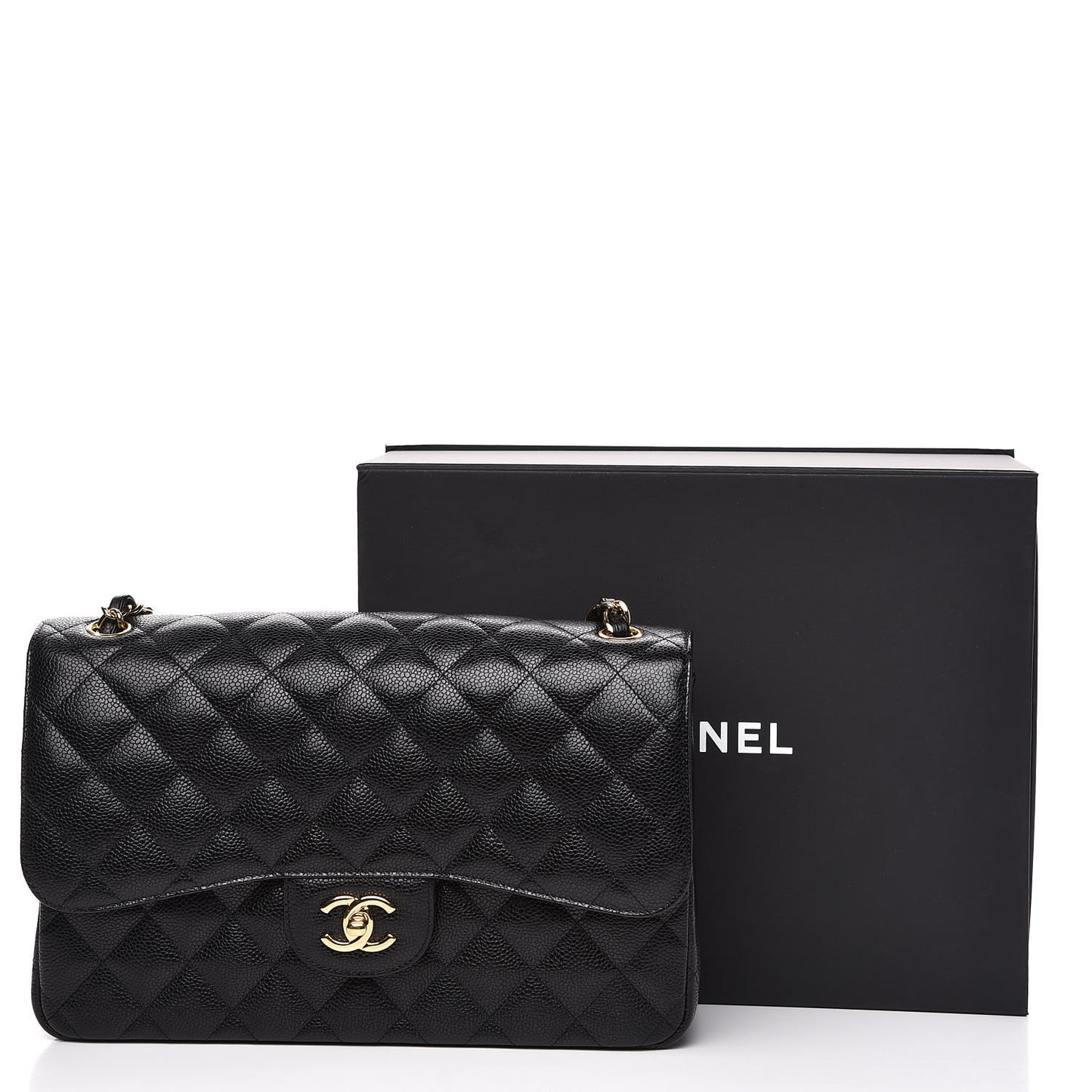Caviar Quilted Jumbo Double Flap Black