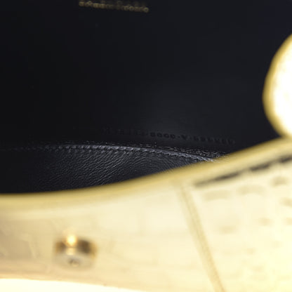 Balenciaga Metallic Calfskin Crocodile Embossed Hourglass Top Handle Bag XS Gold 7 of 11