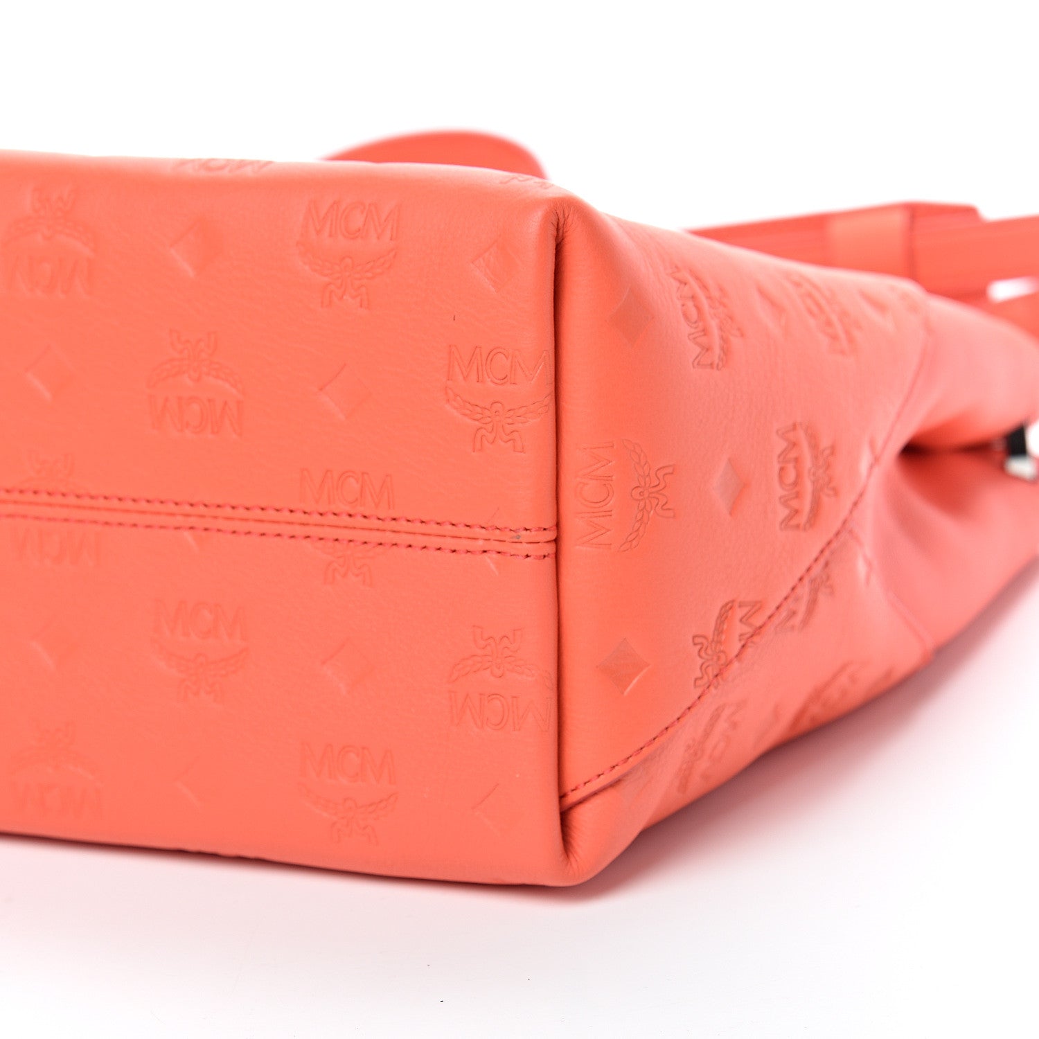 MCM Calfskin Ottomar Monogram Medium Klara Hobo Hot Coral 9 of 11