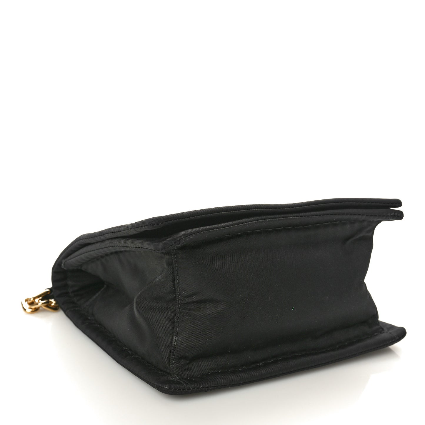 Tessuto Nylon Chain Flap Shoulder Bag Black