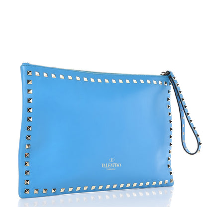 Valentino Garavani Vitello Large Rockstud Zip Wristlet Pouch Parrot 3 of 10