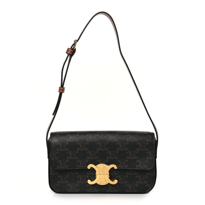 Celine Canvas Calfskin Triomphe Shoulder Bag Tan 1 of 8