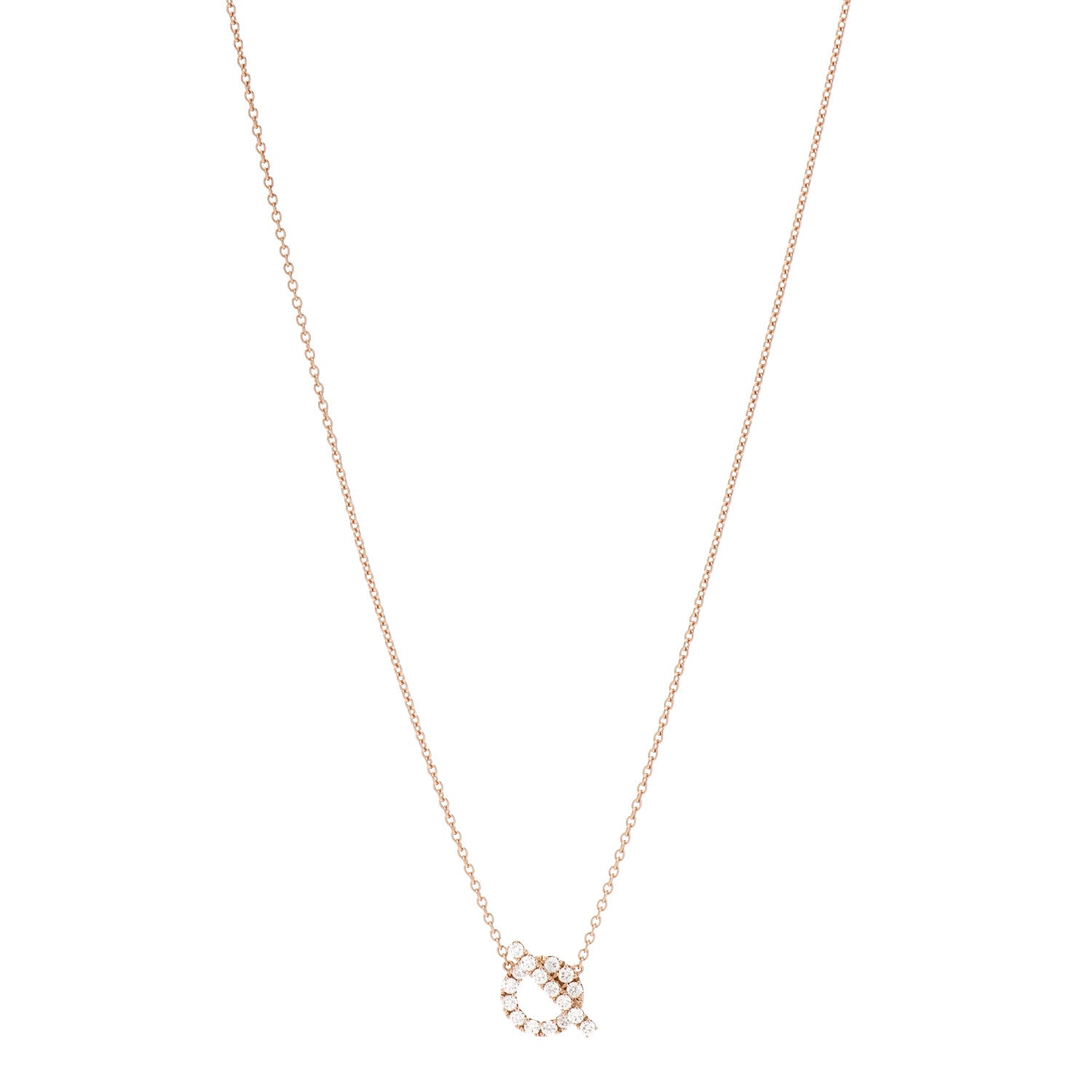 Hermes 18K Rose Gold Diamond Finesse Pendant Necklace 1 of 5