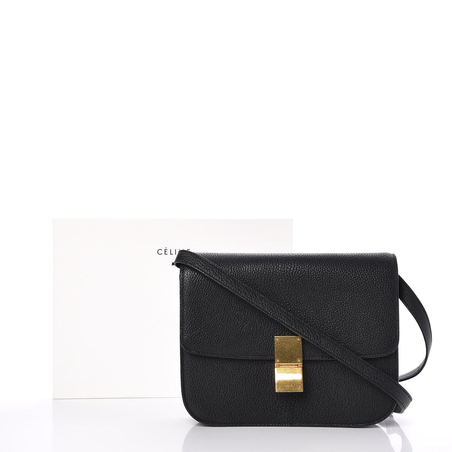 Goatskin Medium Classic Box Flap Bag Black