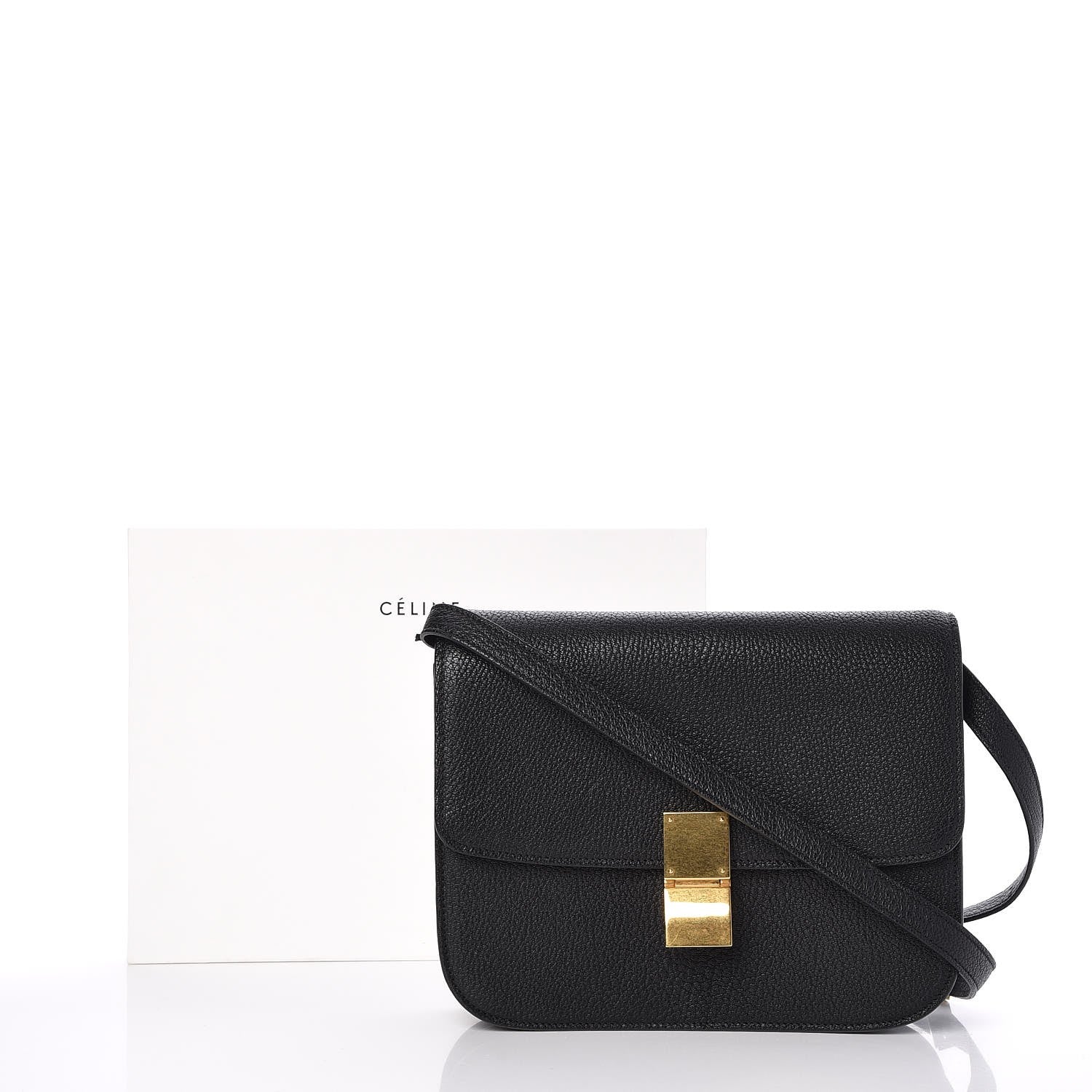 Celine Goatskin Medium Classic Box Flap Bag Black 8 of 8