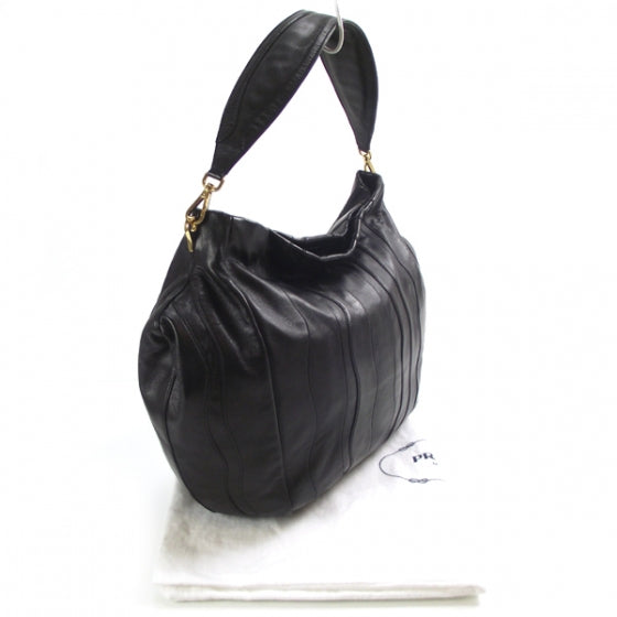 Nappa Stripes Shoulder Bag Black