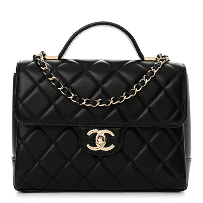 Chanel Lambskin Quilted Small Top Handle Square Flap Black 1 of 11