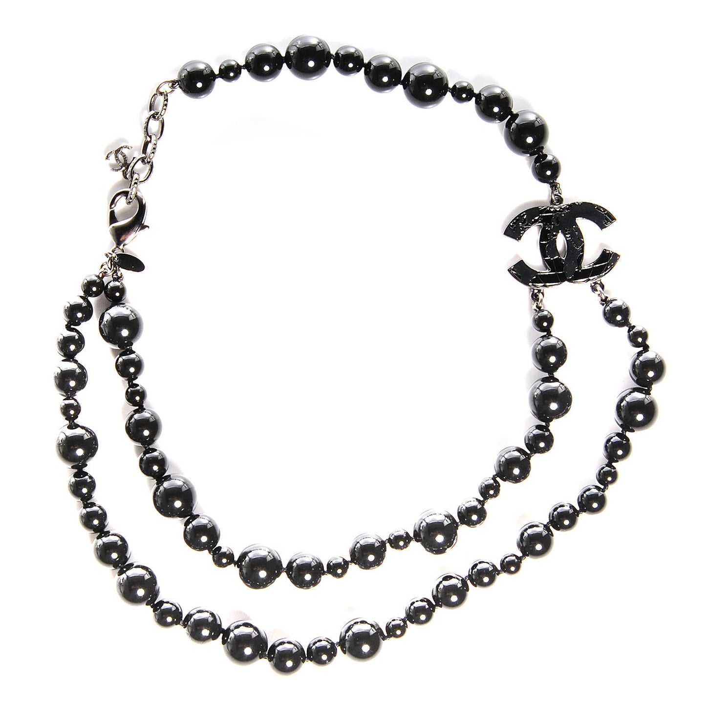 Glass Bead CC Map Short Necklace Ruthenium Black