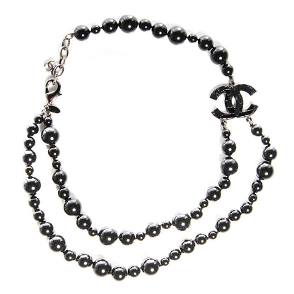 Chanel Glass Bead CC Map Short Necklace Ruthenium Black 1 of 6