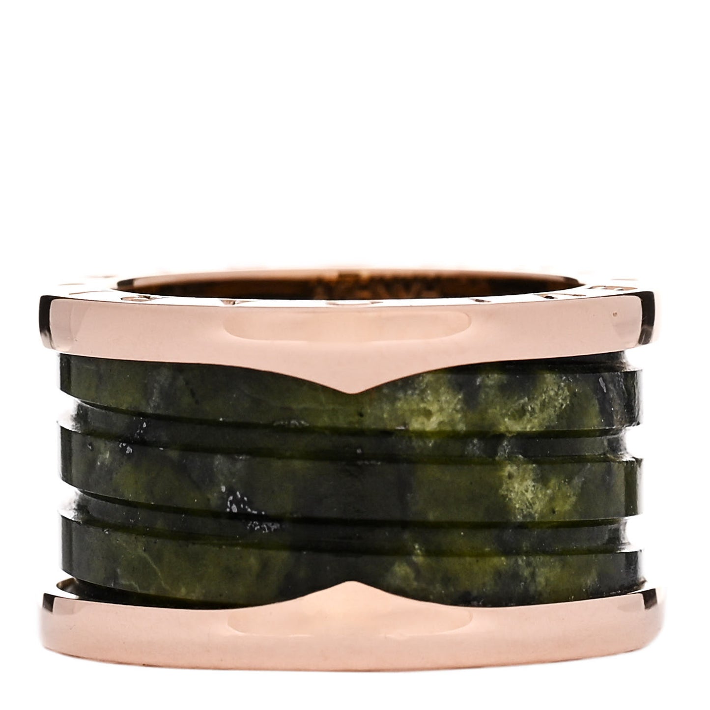 18K Rose Gold Green Marble B.Zero1 Four-Band Ring 50 5.5