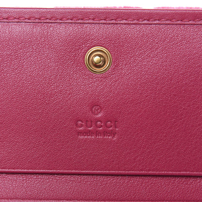 Gucci Velvet Matelasse Pearl Love Embroidered GG Marmont Card Case Wallet Light Raspberry Rose 6 of 9