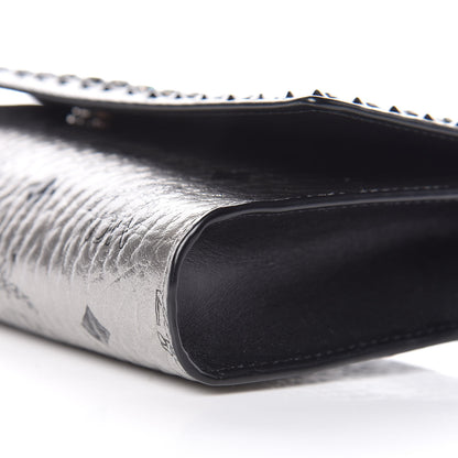 MCM Metallic Visetos Studded Chain Wallet Silver 9 of 9