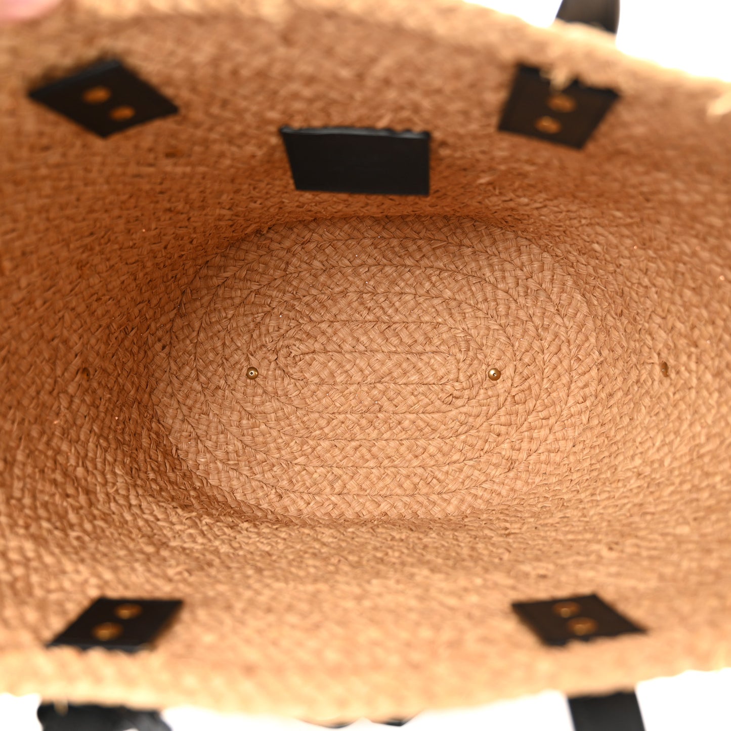 Raffia Calfskin Caged Tote Naturale Black