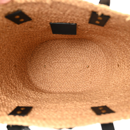 Saint Laurent Raffia Calfskin Caged Tote Naturale Black 5 of 14