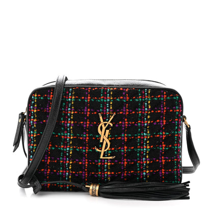 Saint Laurent Tweed Calfskin Monogram Lou Camera Bag Black 1 of 11