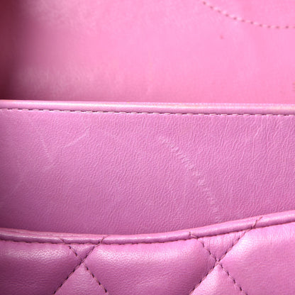 Chanel Lambskin Quilted Jumbo Double Flap Light Purple 17 of 17