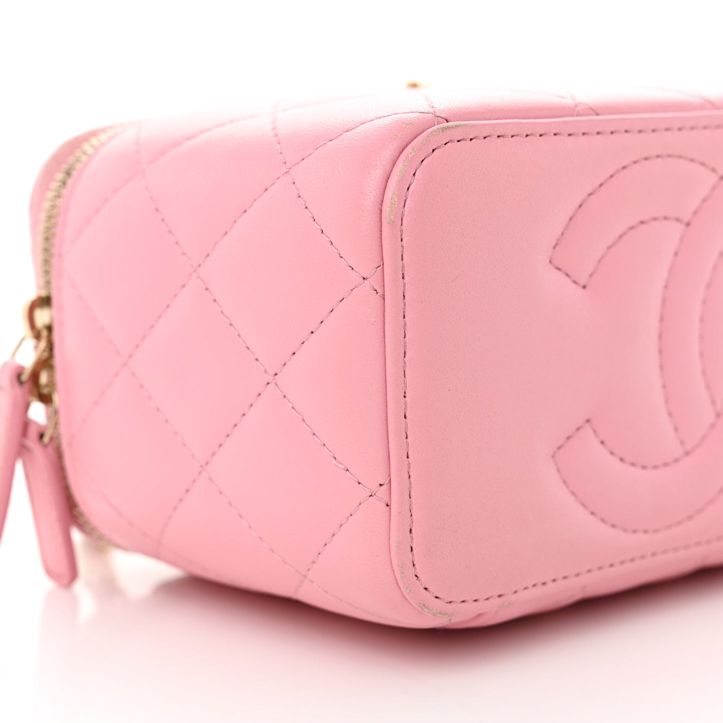 Lambskin Quilted Pick Me Up Vanity Case Pink