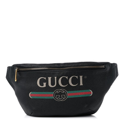 Gucci Grained Calfskin Logo Belt Bag Black 1 of 10