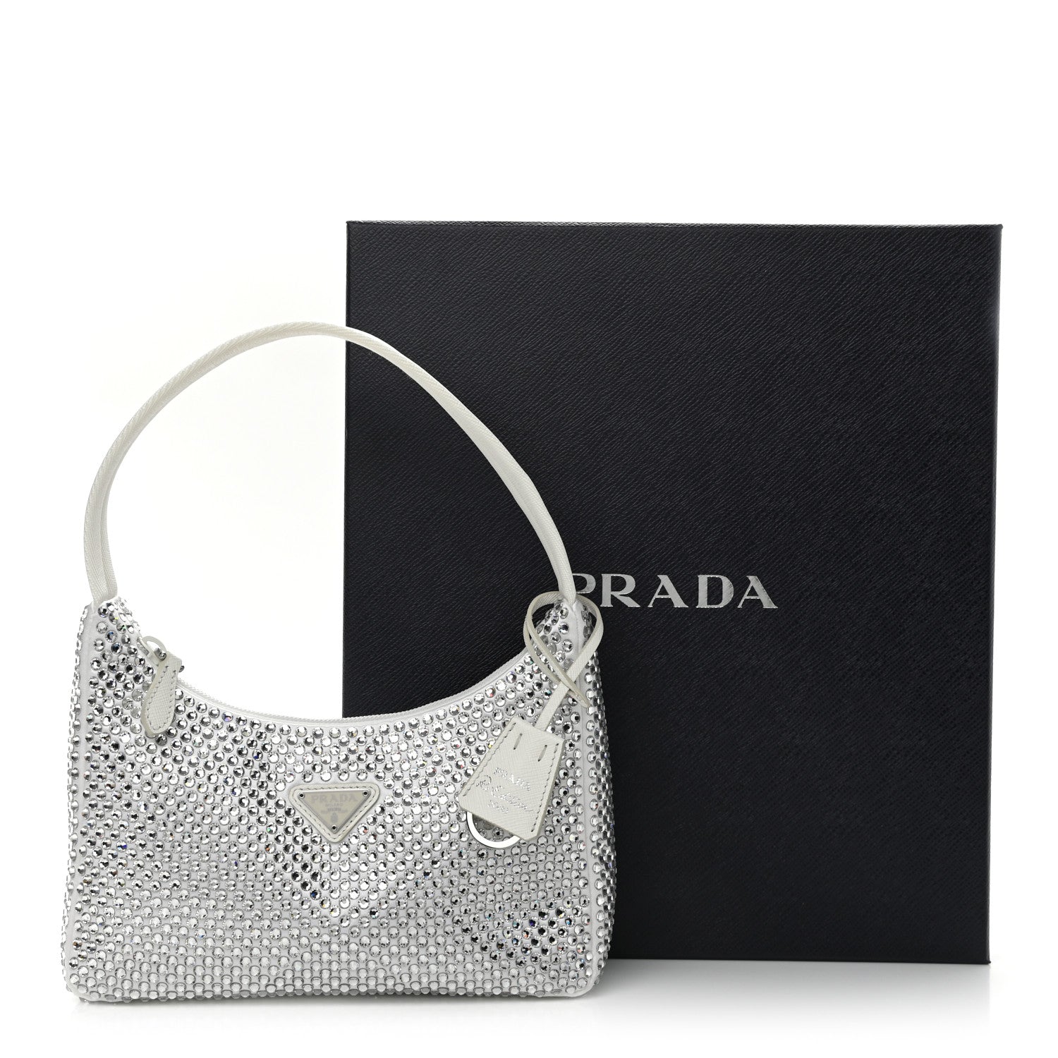 Prada Satin Crystal Mini Re-Edition 2000 Bag White 11 of 11
