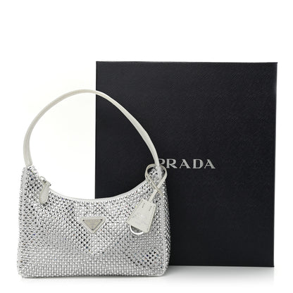 Prada Satin Crystal Mini Re-Edition 2000 Bag White 11 of 11