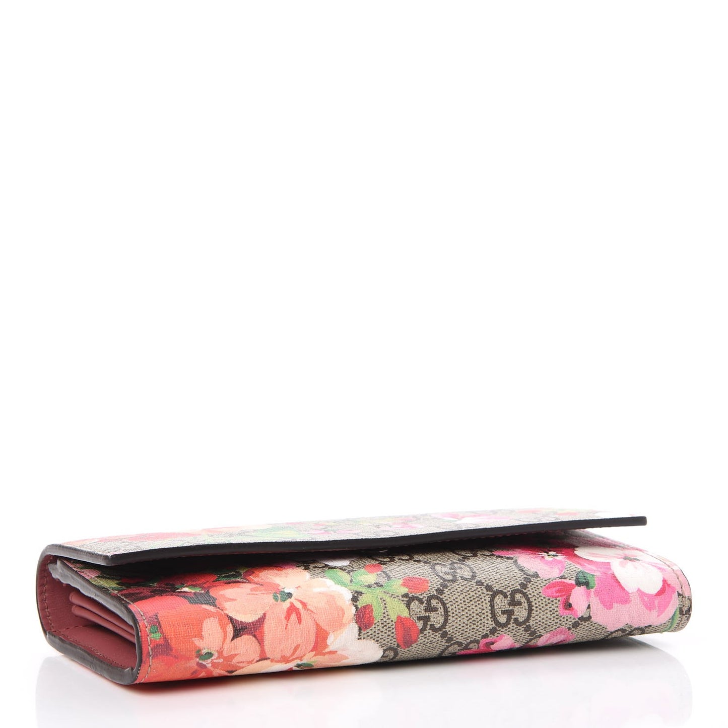 GG Supreme Monogram Blooms Continental Wallet Beige Multicolor Dry Rose
