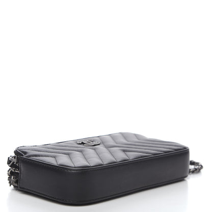 Chanel Calfskin Chevron Quilted Tassel Clutch With Chain Black 3 of 11