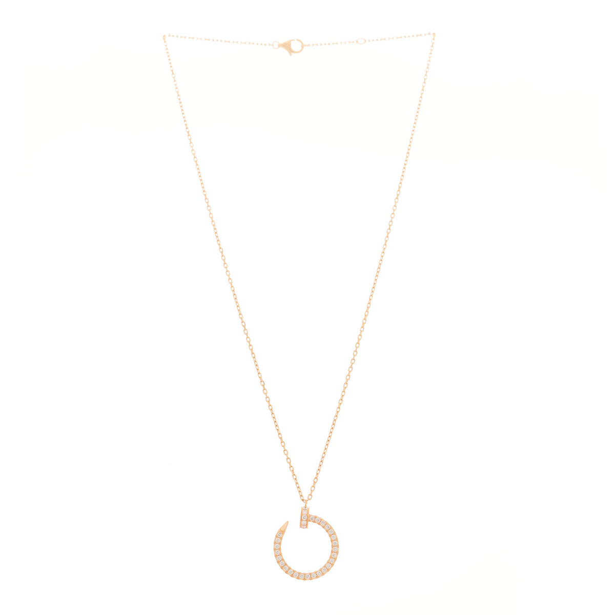 Cartier 18K Pink Gold Diamond Juste Un Clou Paved Pendant Necklace 3 of 7