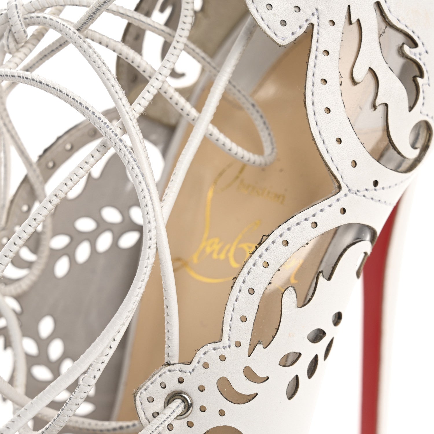 Christian Louboutin Calfskin PVC Impera 100 Pumps 38 White 12 of 13