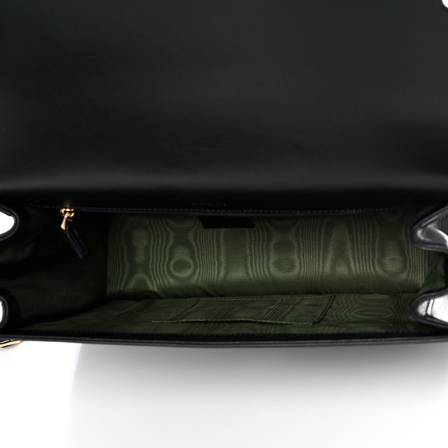 Textured Calfskin Medium Torchon GG Ring Shoulder Bag Black