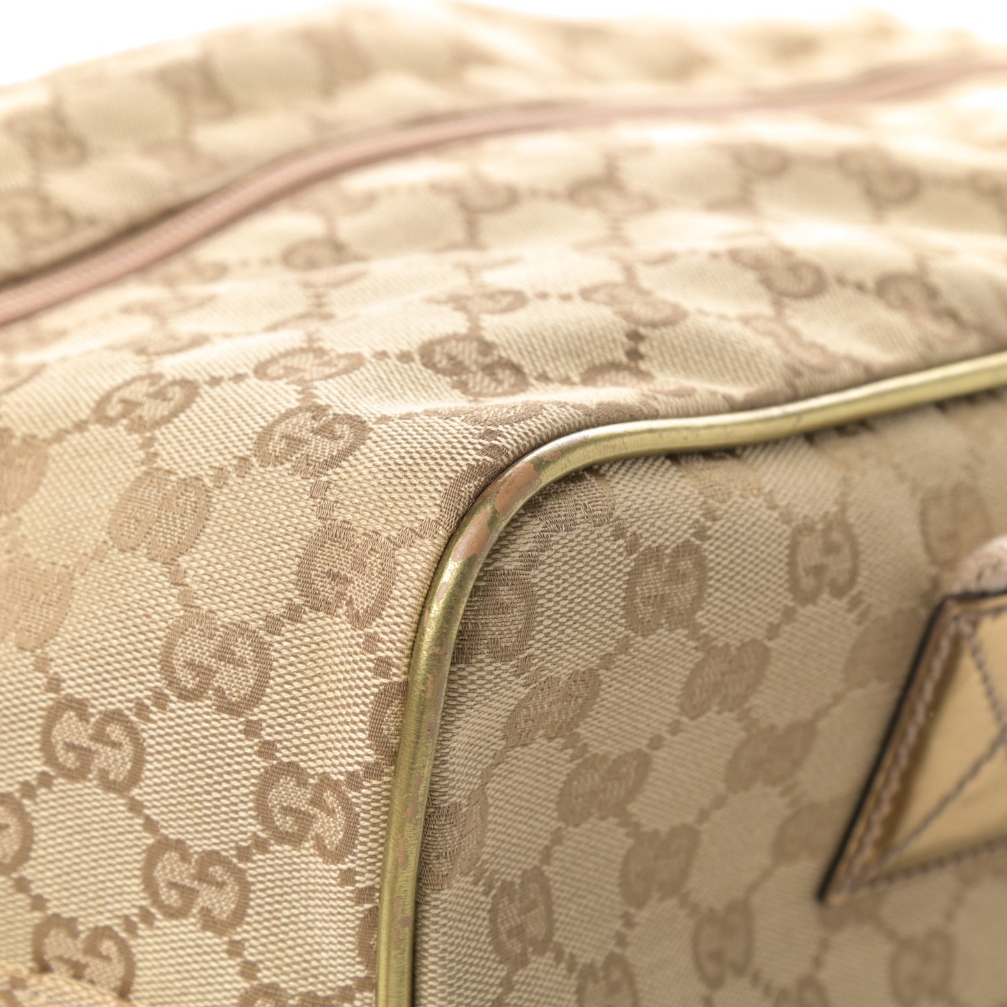 GG Monogram Web Medium Collapsible Carry On Duffle Beige Gold