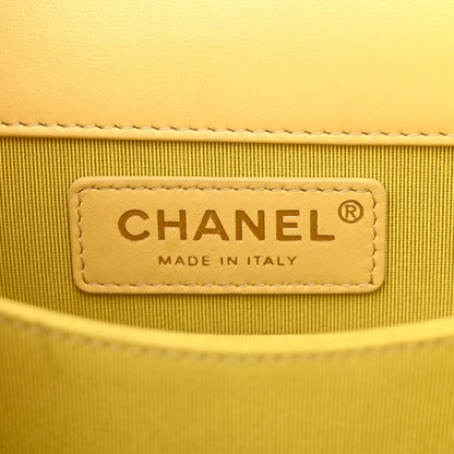 Chanel Lambskin Quilted North South Boy Flap Yellow 6 of 10