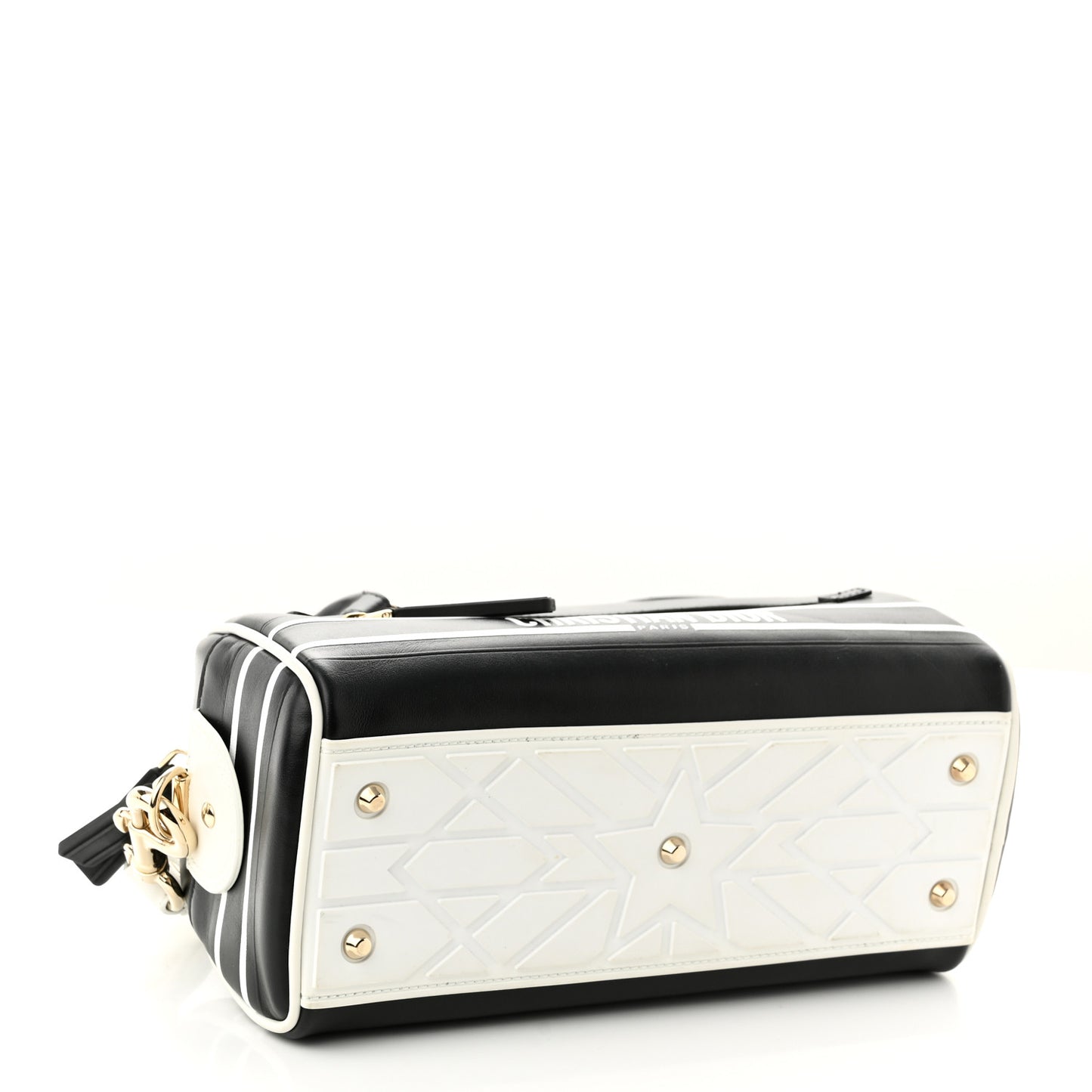 Calfskin Small Dior Vibe Zip Bowling Bag Blue White