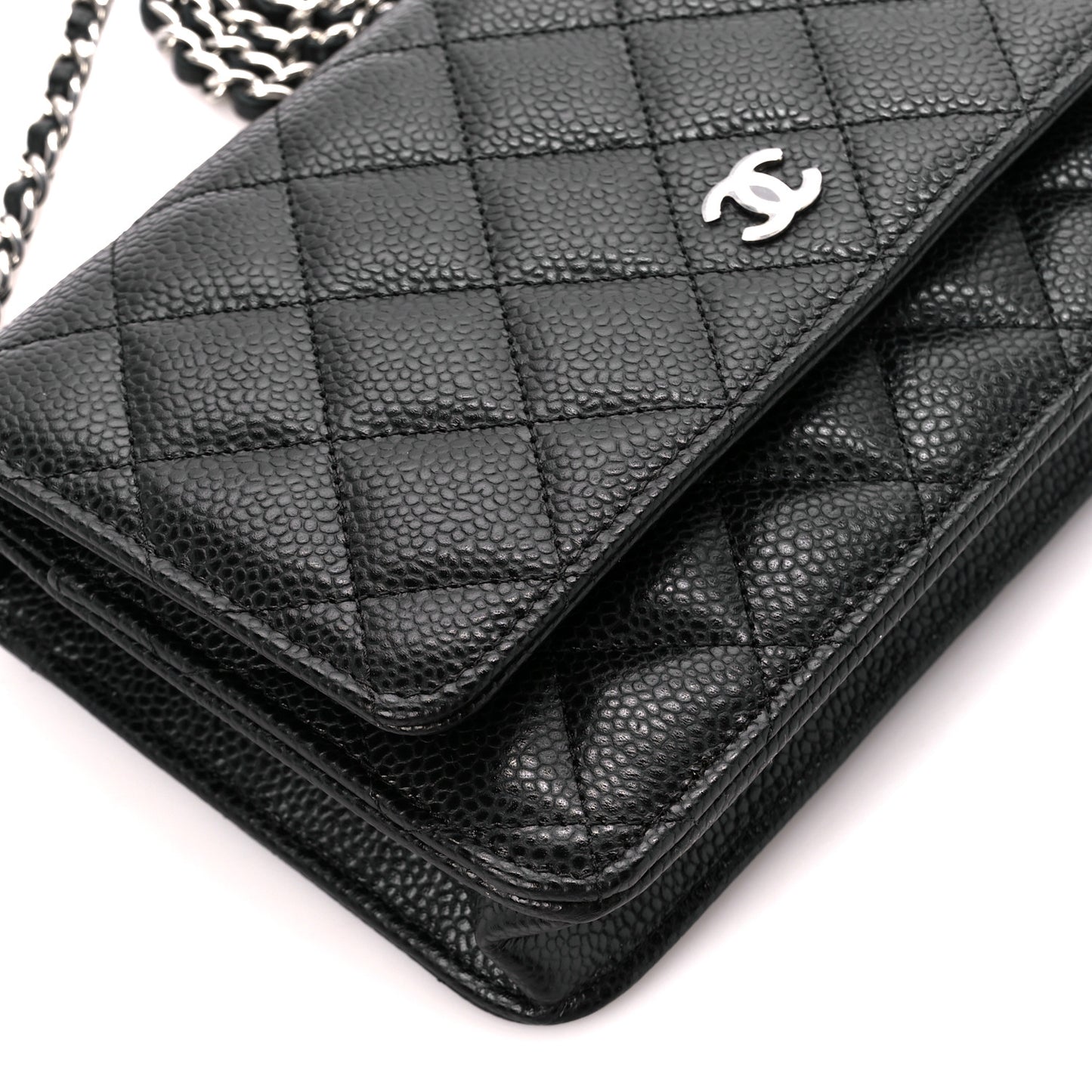 Caviar Quilted Wallet On Chain WOC Black