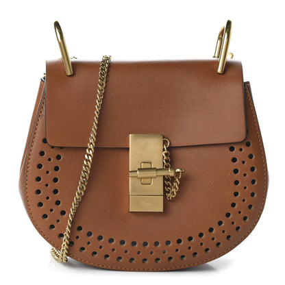 Chloe Calfskin Perforated Mini Drew Shoulder Bag Caramel 1 of 10