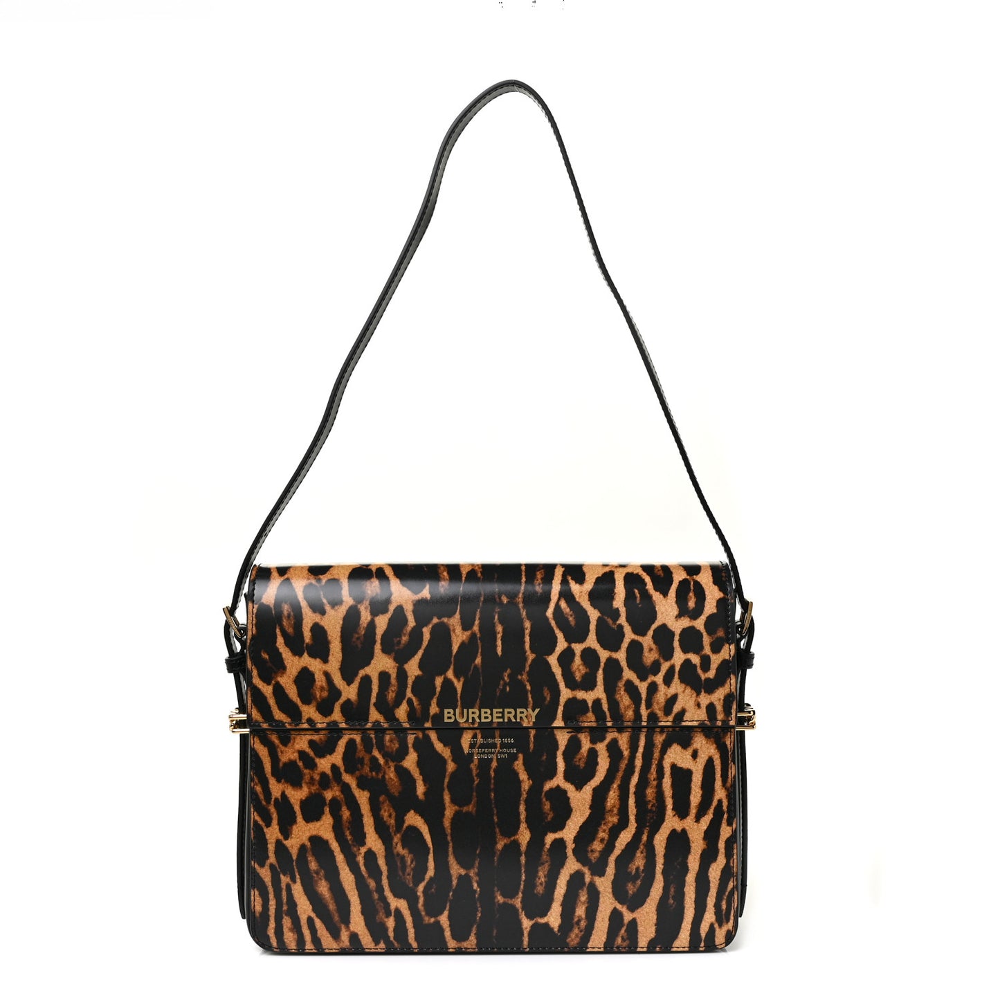 Calfskin Leopard Large Grace Bag Dark Mustard